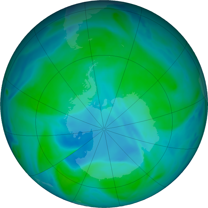 Antarctic ozone map for 29 December 2022